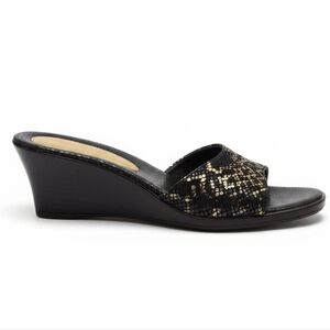 EUC Vintage Norman Kaplan Gold & Black Snakeskin 8 Heels Shoes!